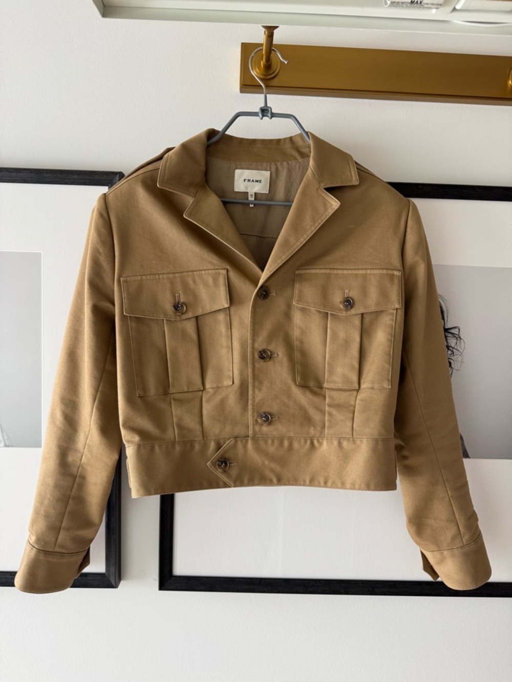 Frame Denim Cropped Utility Jacket - Tan - Picture 3 of 6